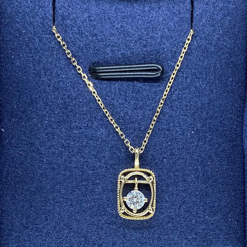 Delicate round diamond pendant necklace