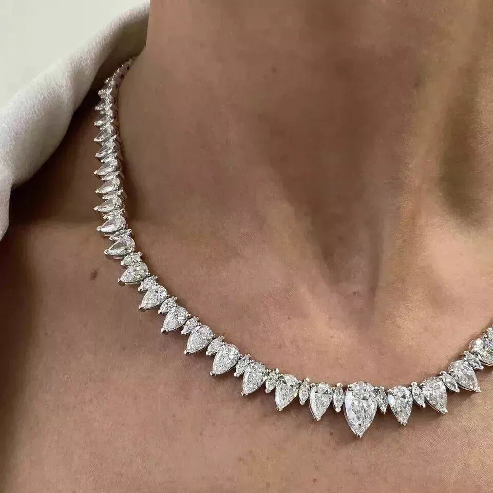Mixed pear and marquise diamond necklace design