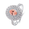 Pink oval-cut lab-grown diamond ring