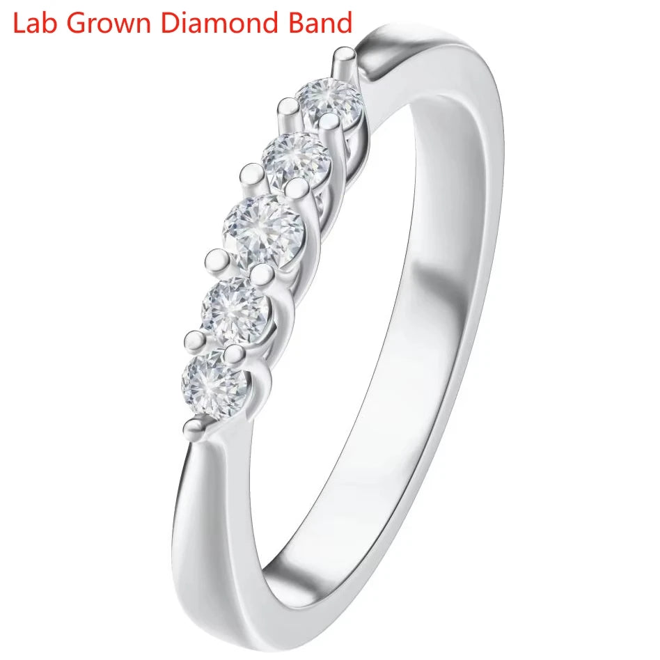 Round lab-grown diamond wedding band with graduated stones