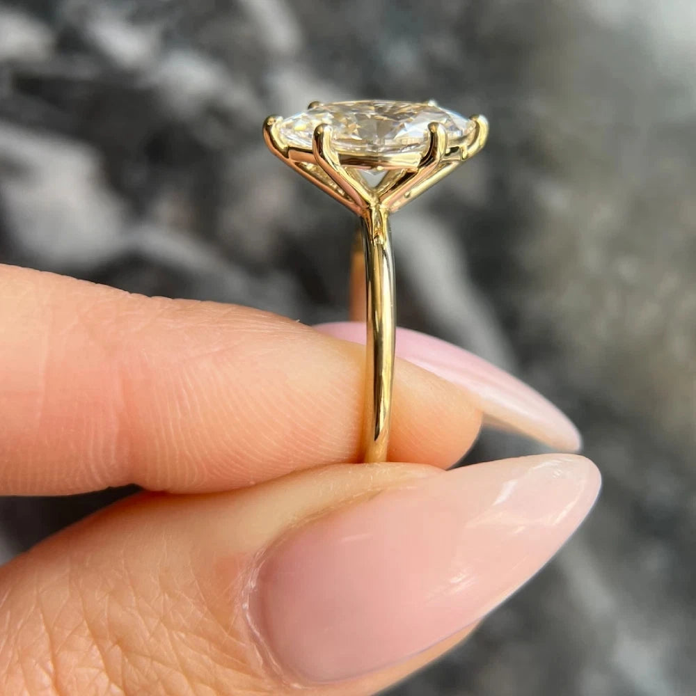 10K gold ring with marquise lab-grown diamond