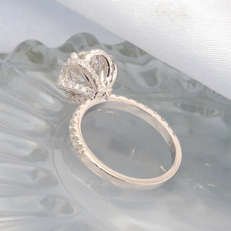 Gold floral engagement ring with round lab-grown diamond