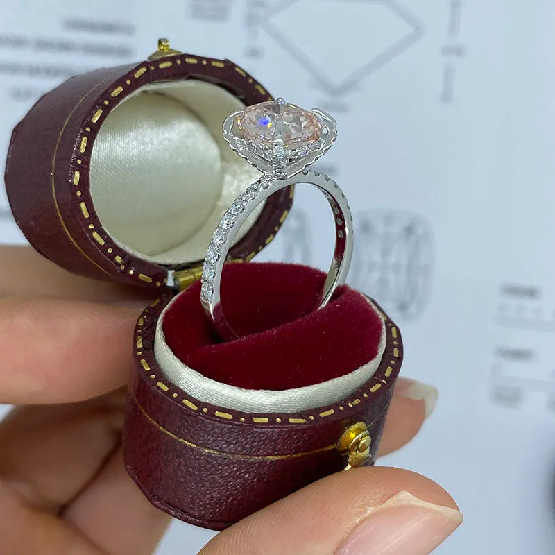 Prong-set pink cushion lab-grown diamond ring