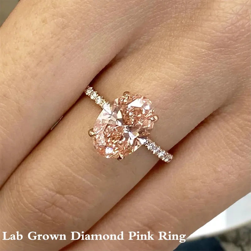 Pink oval diamond engagement ring