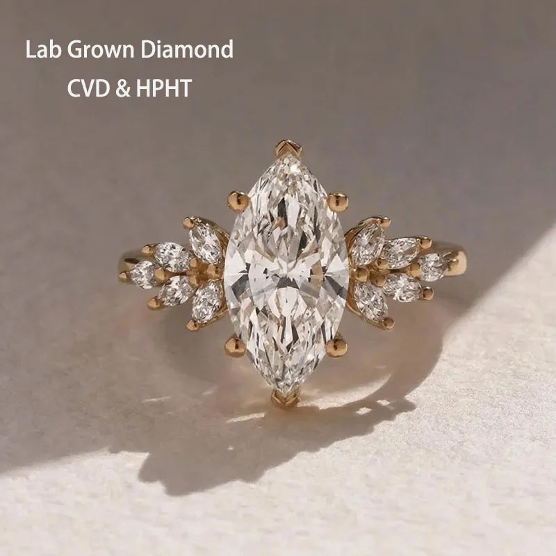 Marquise lab-grown diamond accent ring