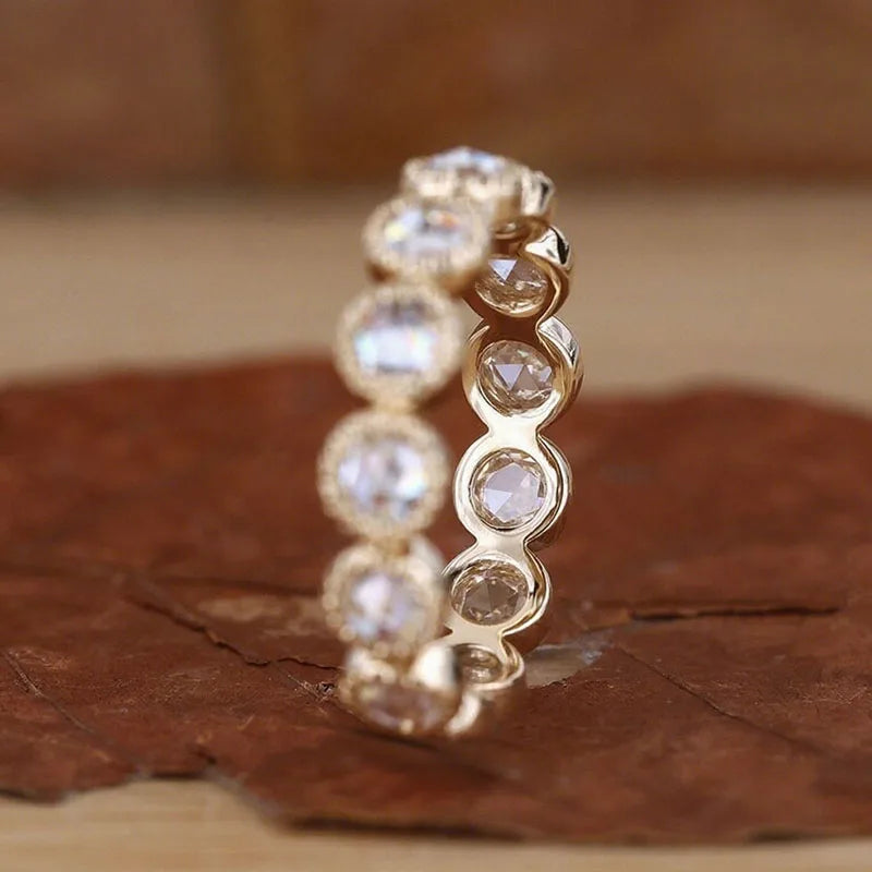 Round diamond ring in a rose-cut style