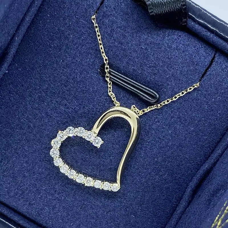 Heart-shaped pendant set with round lab-grown diamonds