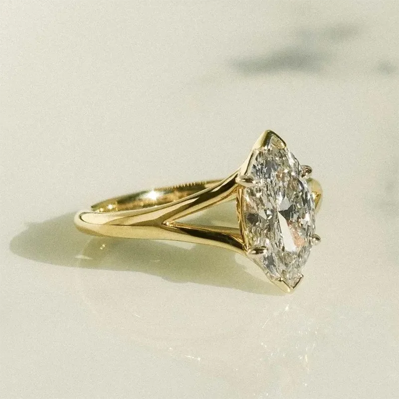Marquise-cut diamond prong-set ring