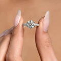 Round lab-grown diamond accent engagement ring