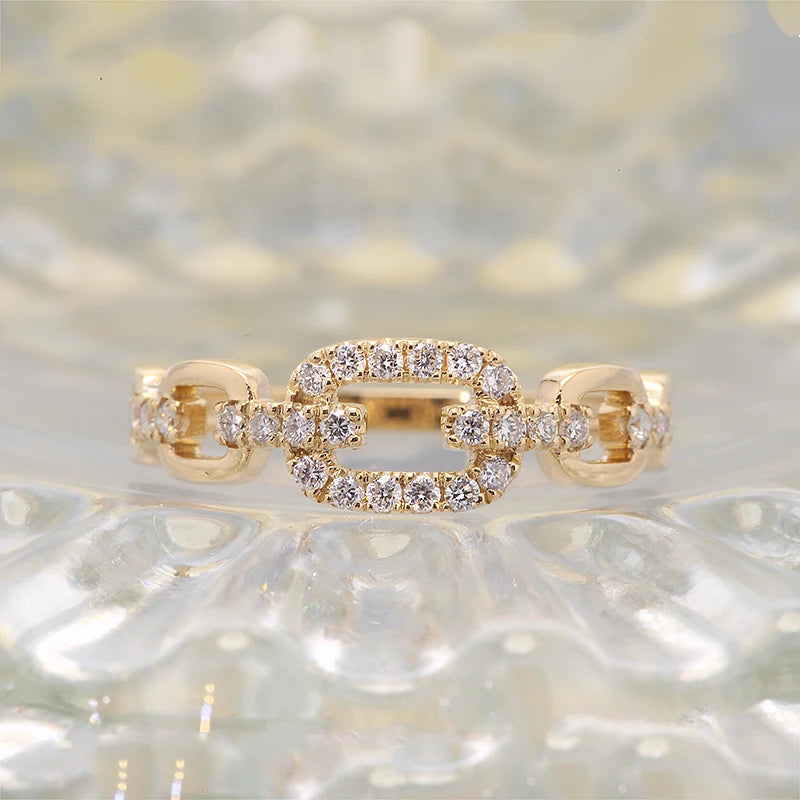 Gold band with small round lab-grown diamonds