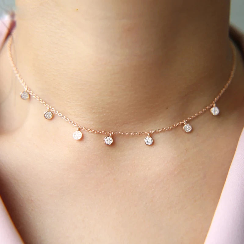 Seven-stone round lab-grown diamond necklace