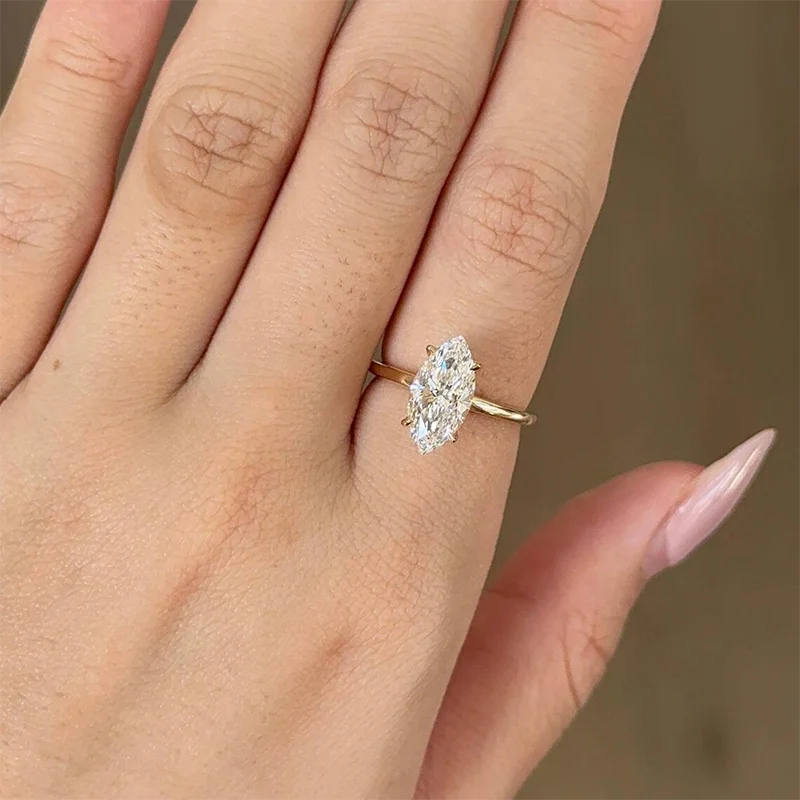 Marquise-cut lab-grown diamond solitaire ring