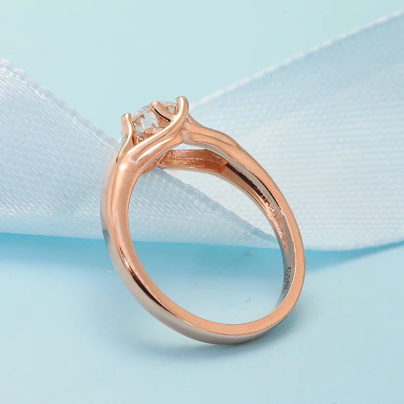 Classic round lab-grown diamond ring in rose or white gold