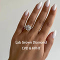Five carat round lab-grown diamond six-prong engagement ring