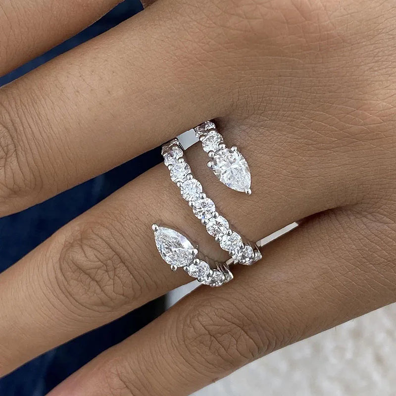 Pear and round lab-grown diamond wrap ring