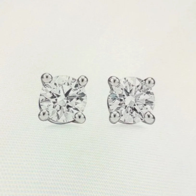 Pair of round-cut lab-grown diamond stud earrings