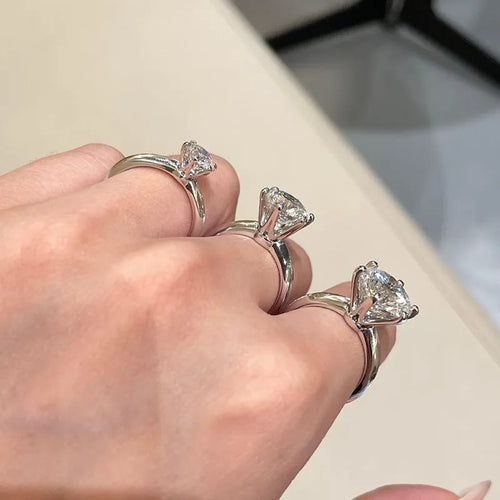 Prong-set round lab-grown diamond engagement ring