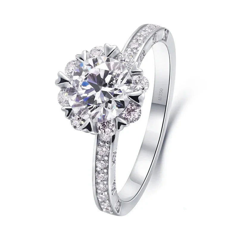 Floral lab-grown diamond ring featuring round center stone