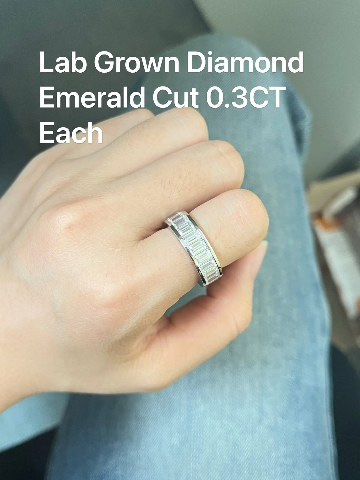 Emerald-cut lab-grown diamond ring