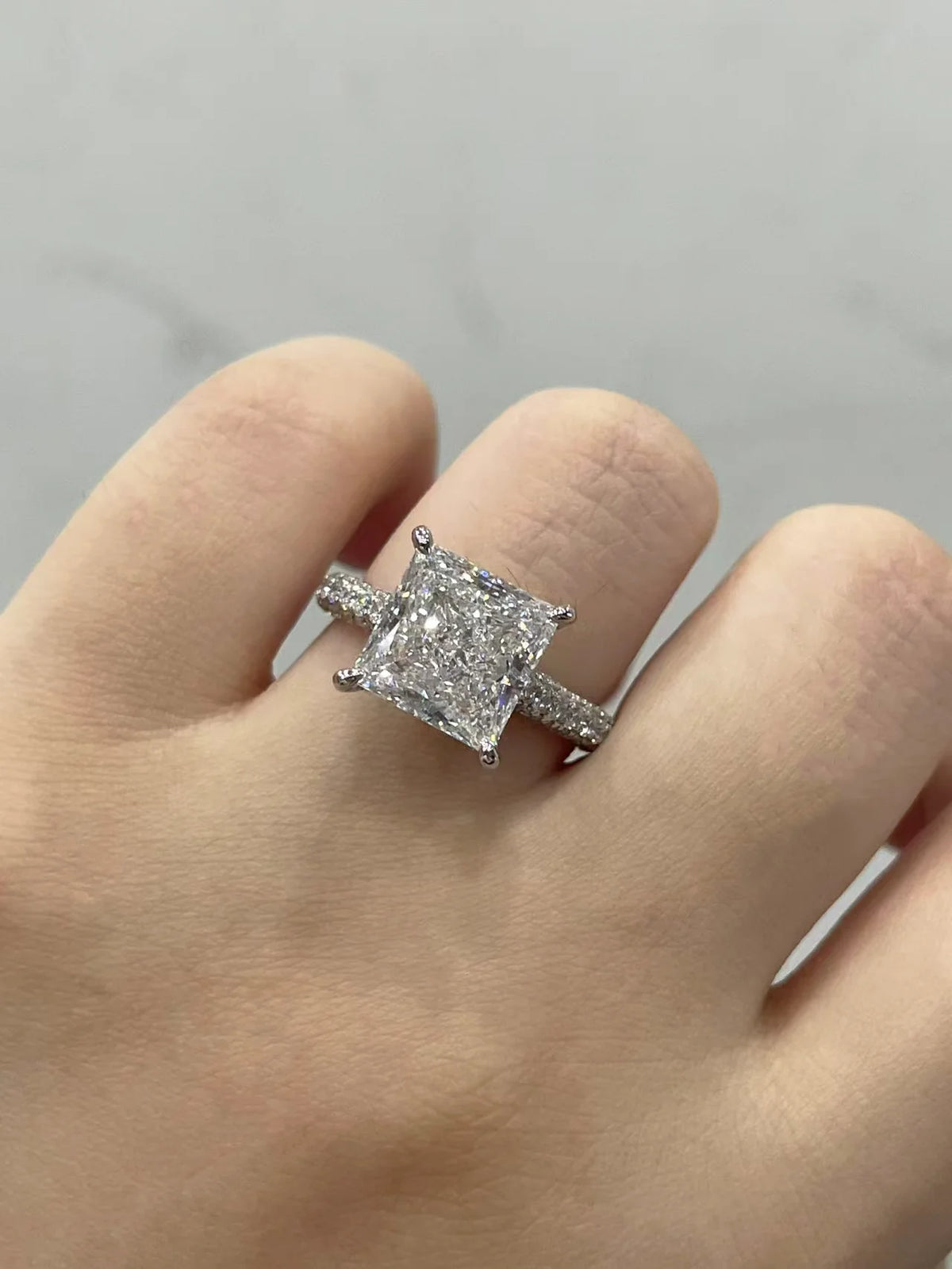 Gold princess-cut lab-grown diamond engagement ring