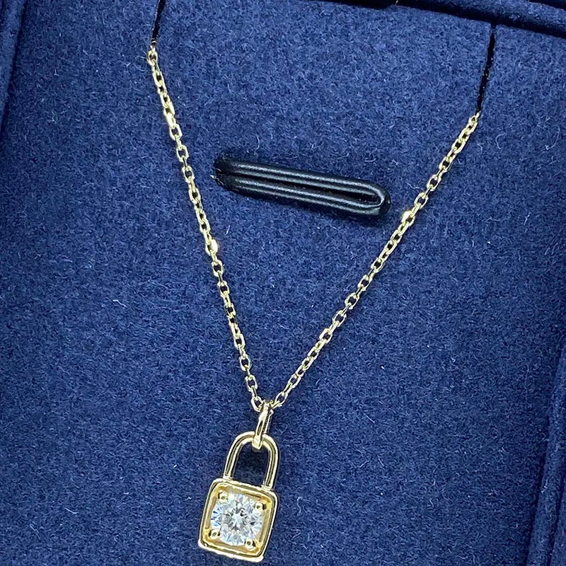 Lab-grown diamond lock pendant necklace