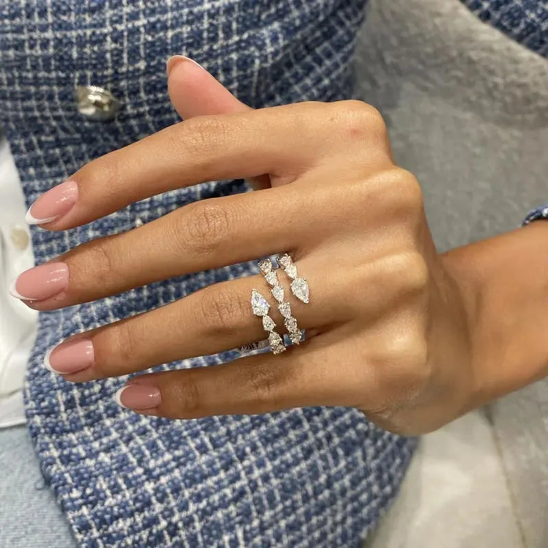 Pear-shaped lab-grown diamond ring set with prong setting