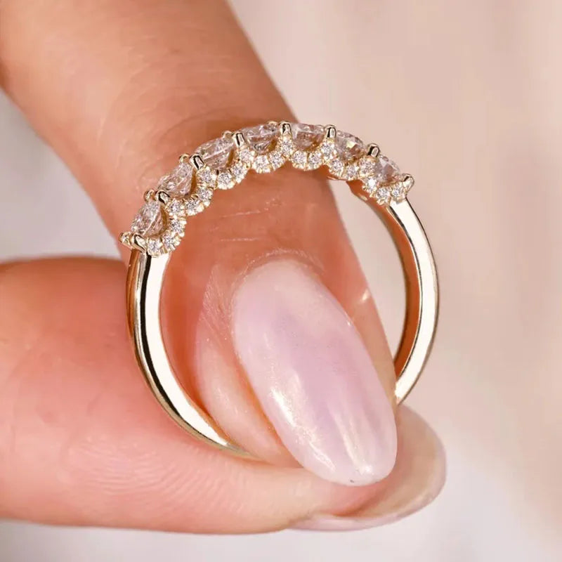 Wedding band set with round lab-grown diamonds