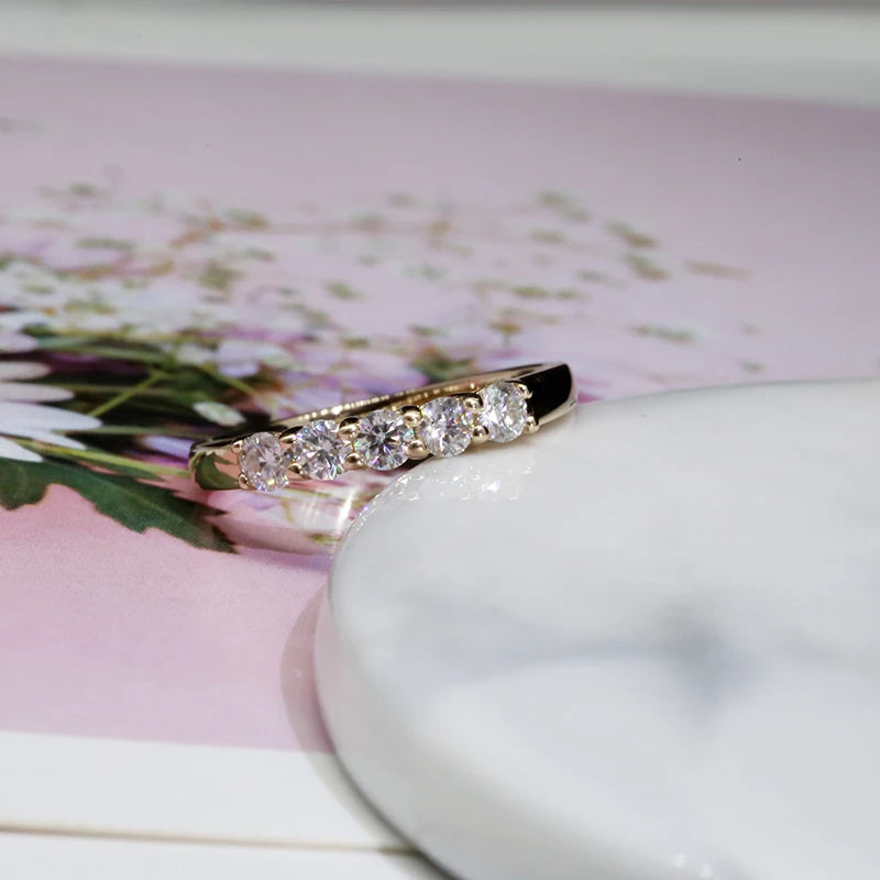 Lab-grown diamond five-stone band ring