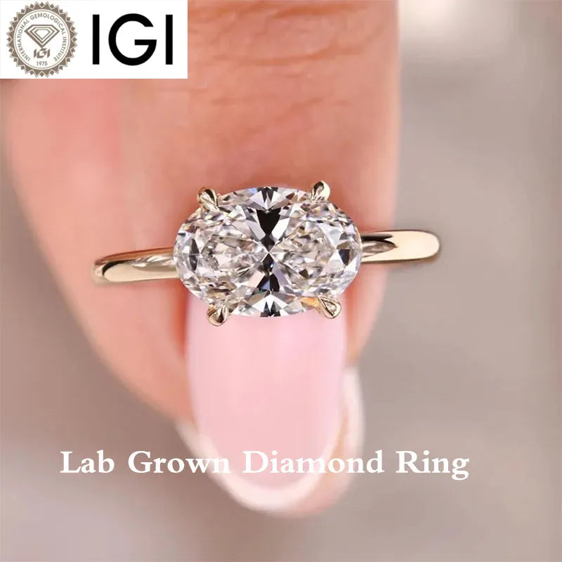 East-west oval lab-grown diamond ring