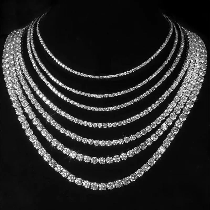 Round lab-grown diamond tennis necklace