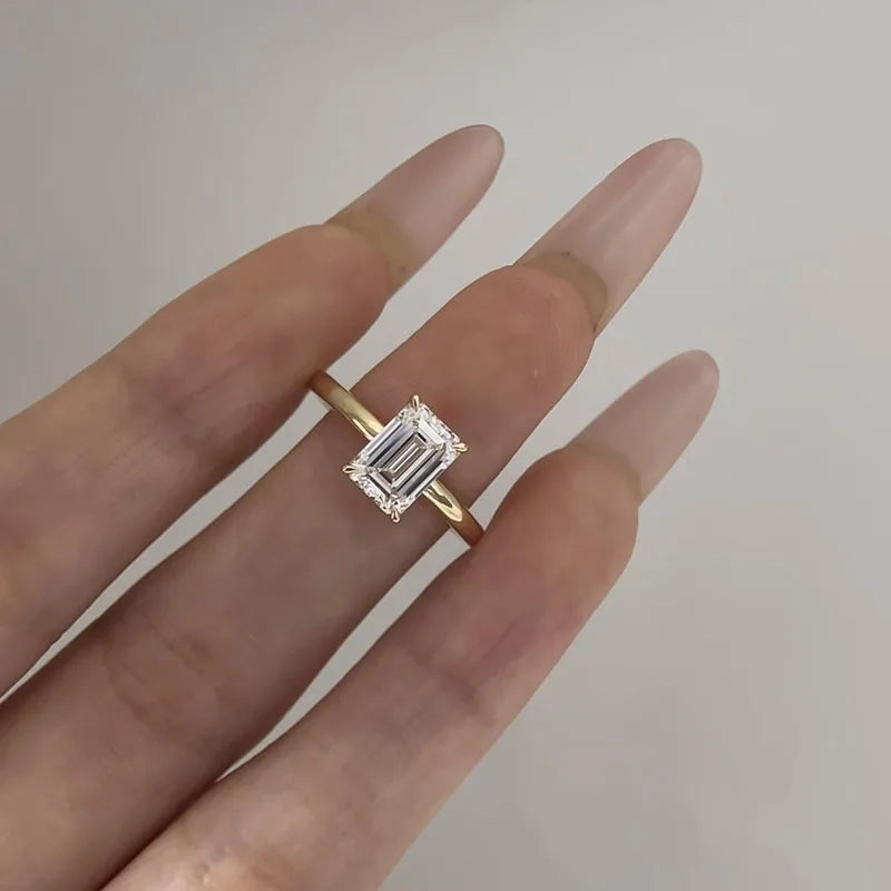 Emerald-cut lab-grown diamond ring