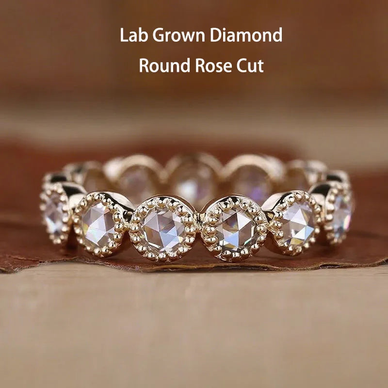 Round rose-cut lab-grown diamond ring