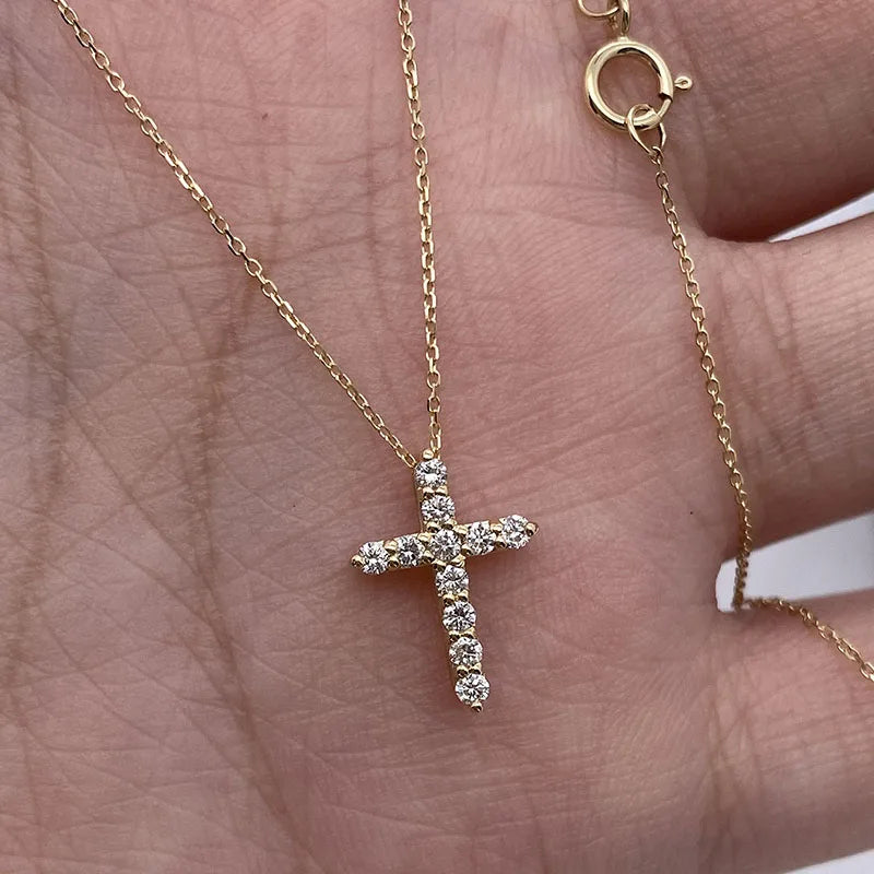Diamond religious cross pendant