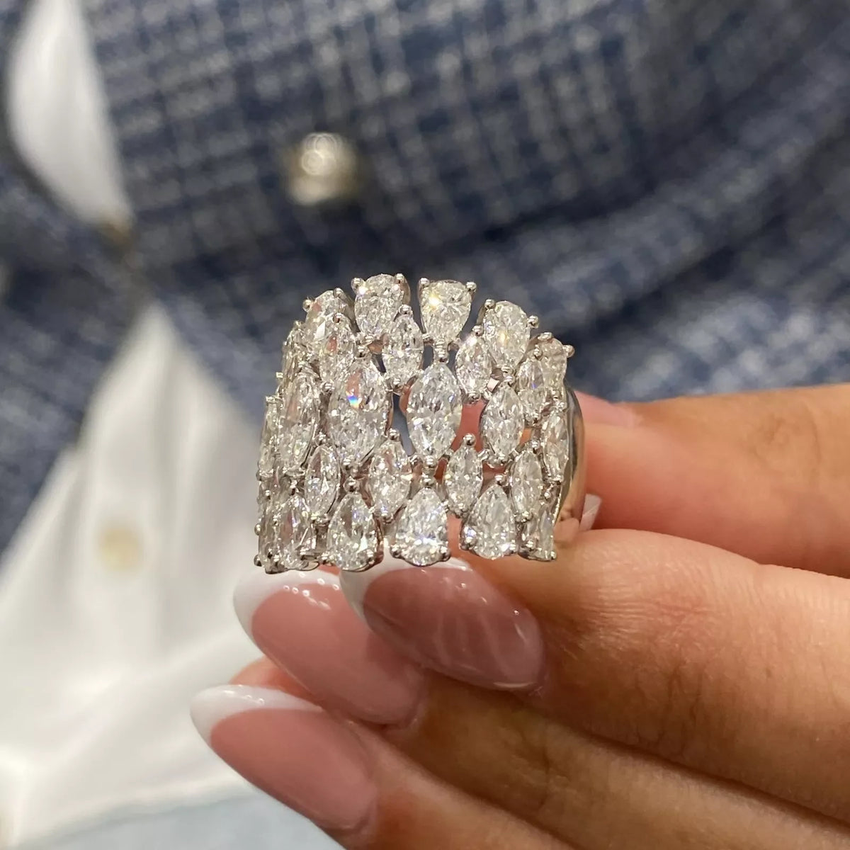 Pear-cut and marquise-cut diamond ring