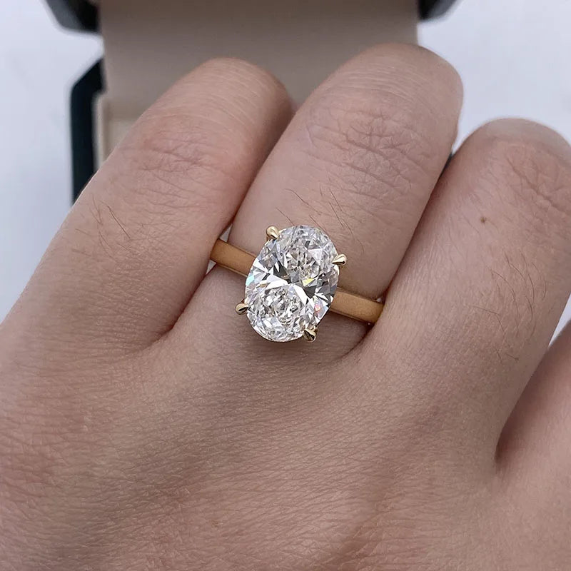 Oval-shaped lab-grown diamond ring in gold