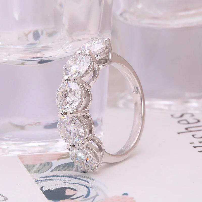 Five-diamond prong-set anniversary ring