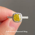Yellow cushion-cut lab-grown diamond halo ring