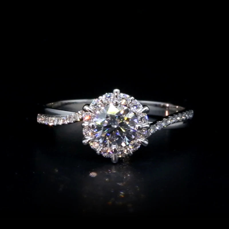 Round lab-grown diamond engagement ring