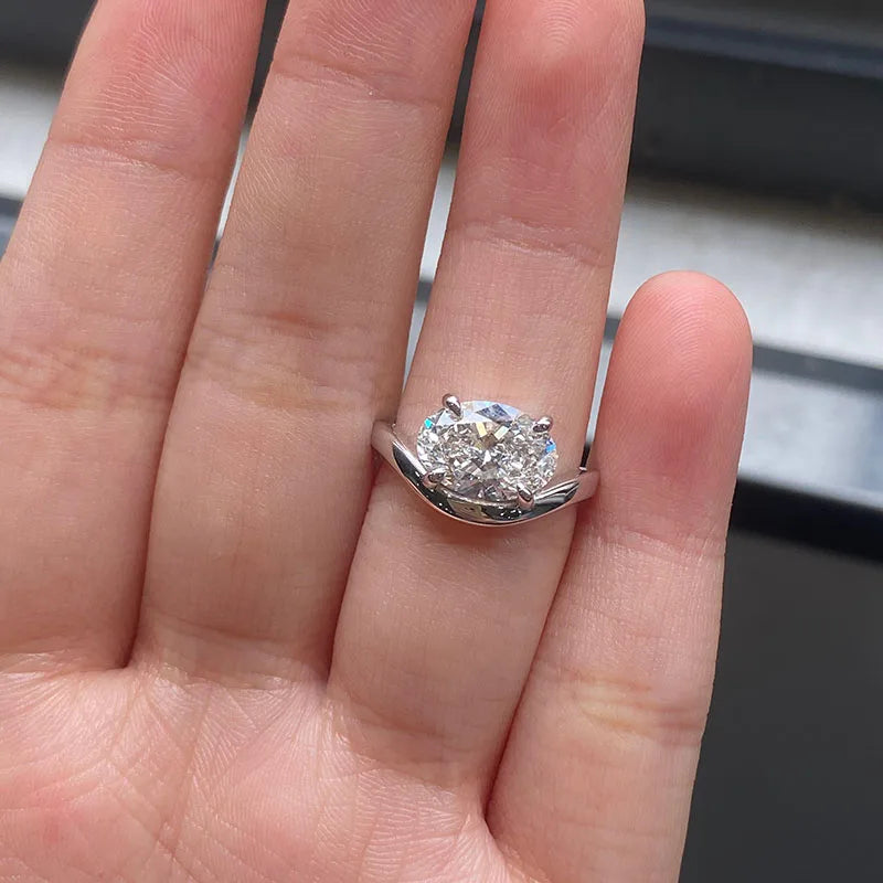 Oval lab-grown diamond solitaire engagement ring