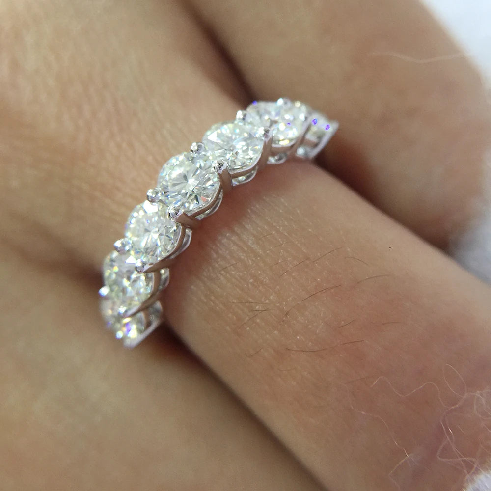 14K gold wedding band set with round lab-grown diamonds