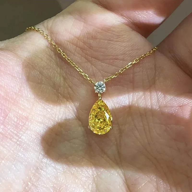 Yellow lab-grown diamond necklace design