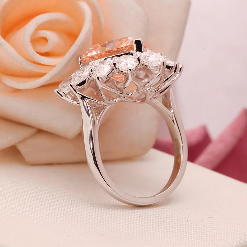 Heart-shaped pink lab-grown diamond engagement ring