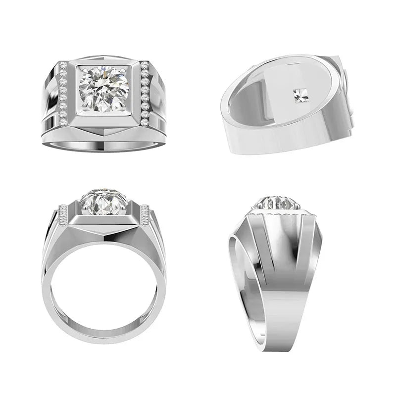 Gold round diamond engagement ring with side stones