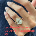 Oval lab-grown diamond halo bridal ring set