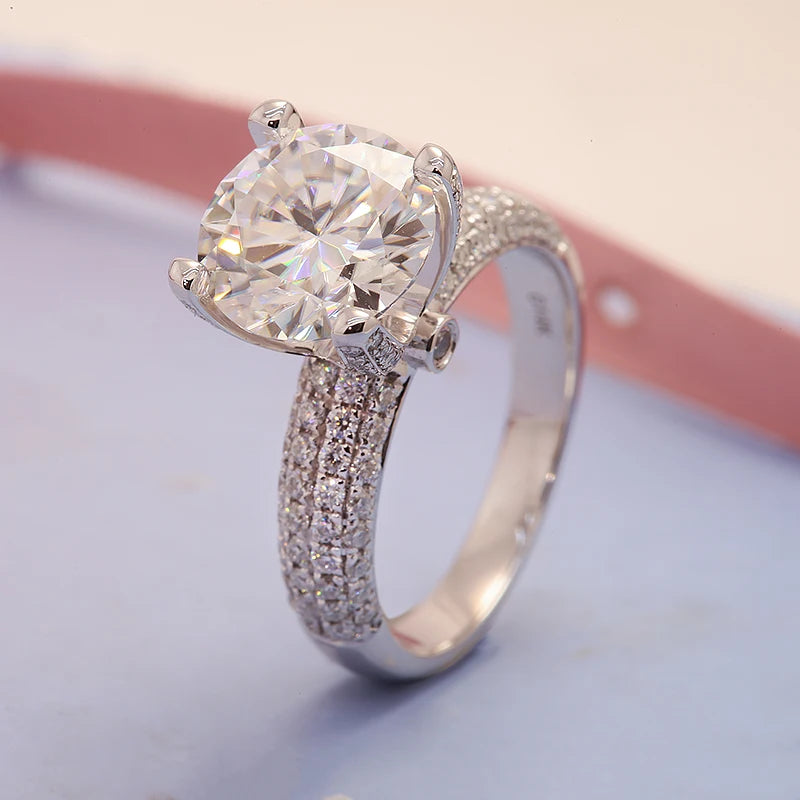 Prong-set round lab-grown diamond engagement ring