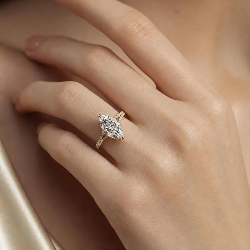 Prong-set marquise lab-grown diamond solitaire