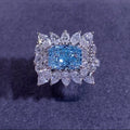 Colored lab-grown diamond engagement ring