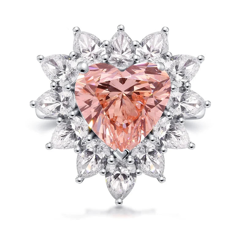 Pink heart-cut lab-grown diamond ring