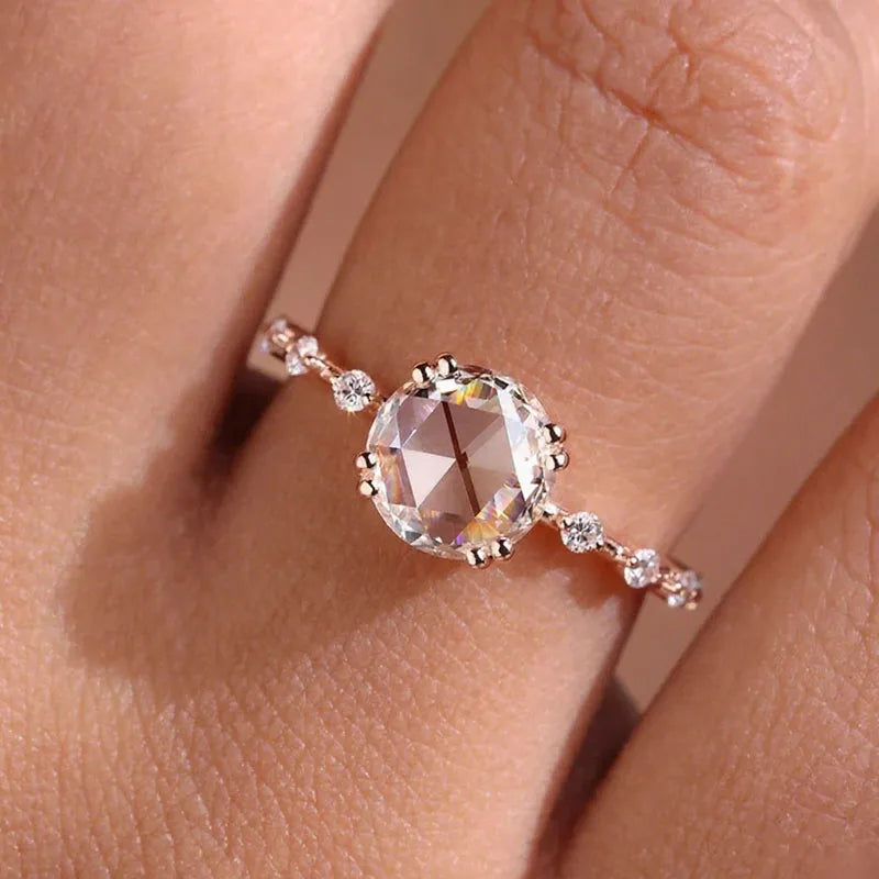 Diamond stacking band with spaced round stones
