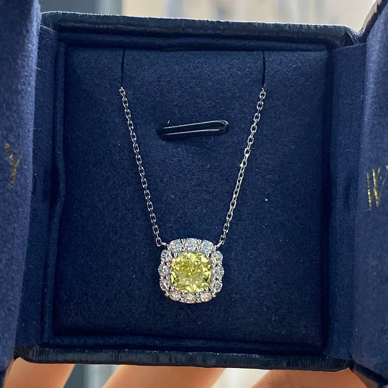 Cushion-cut lab-grown diamond pendant necklace